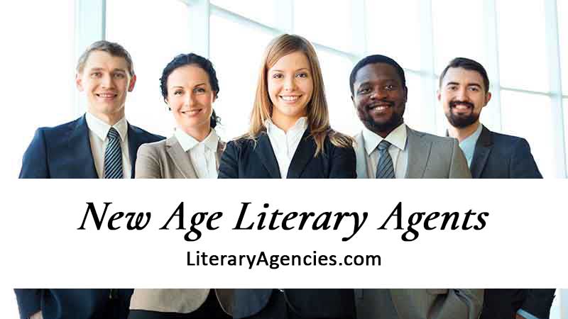 Diverse group of New Age literary agents wearing suits and smiling