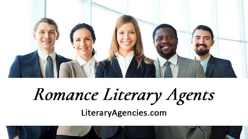 Diverse group of romance literary agents wearing suits and smiling
